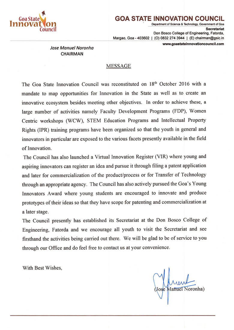 GSInC Chairman Message